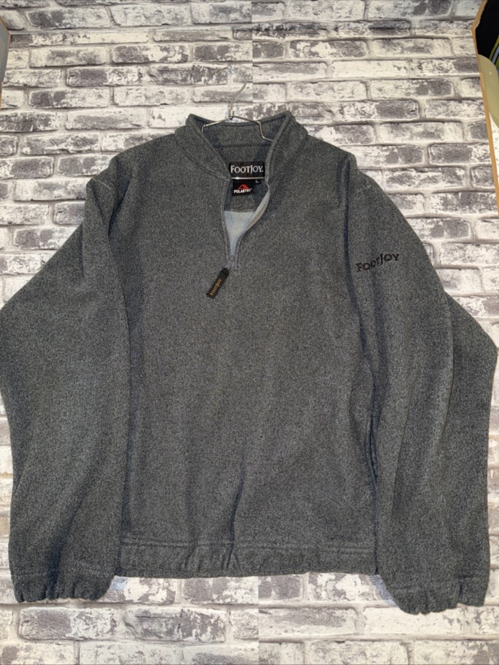 FootJoy Polartec Vintage Y2k Quarter Zip Fleece Pullover USA Gray L FJ Golf